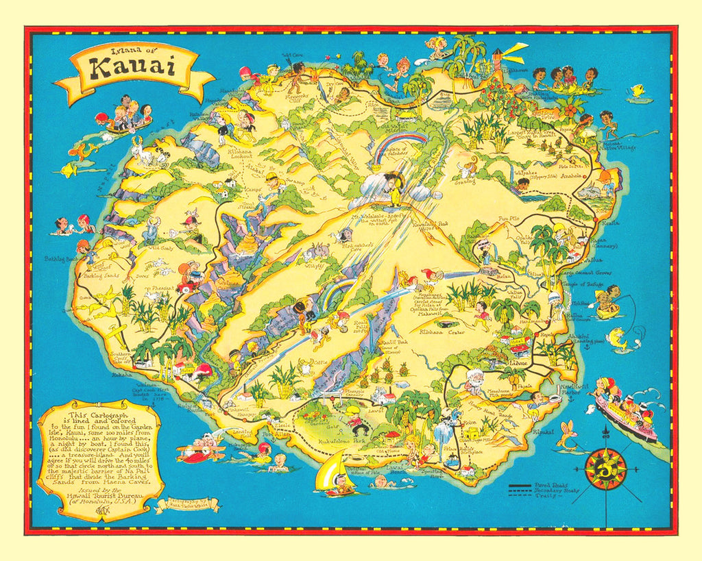 Vintage Map of Kauai, 1931