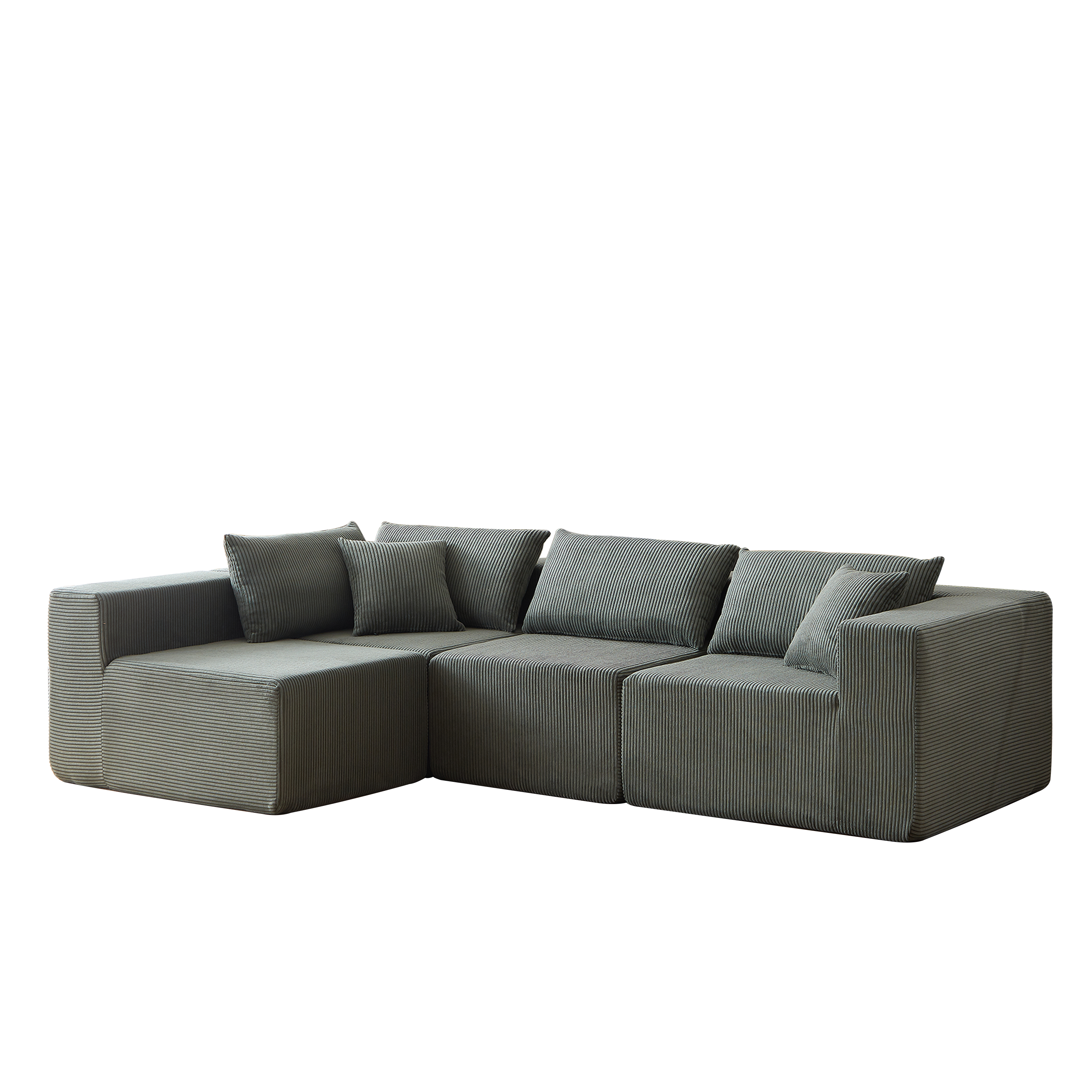 104-Inch Corduroy  Modular L Shaped Sectional Sofa,Luxury Floor Couch Set,Upholstered Indoor Furniture,Foam-Filled Compressed Sofa for Living Room,Bedroom,4 PC Free Combination