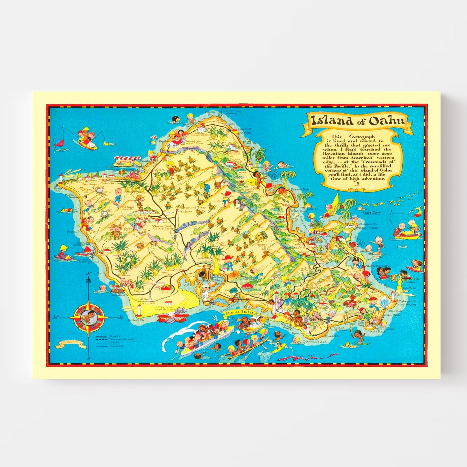 Vintage Map of Oahu, 1931