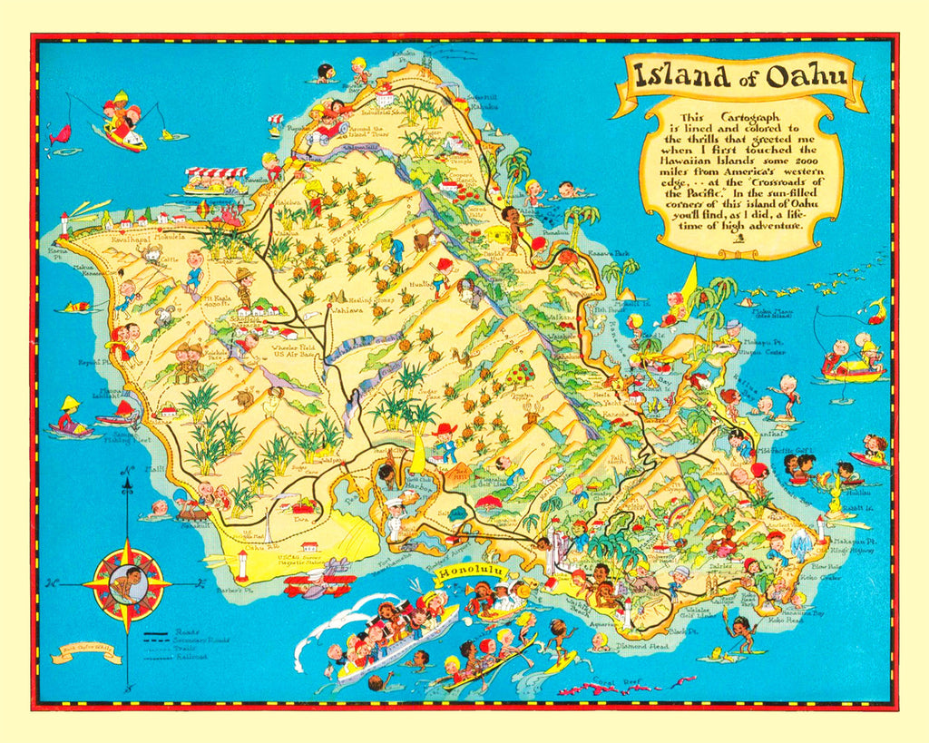 Vintage Map of Oahu, 1931