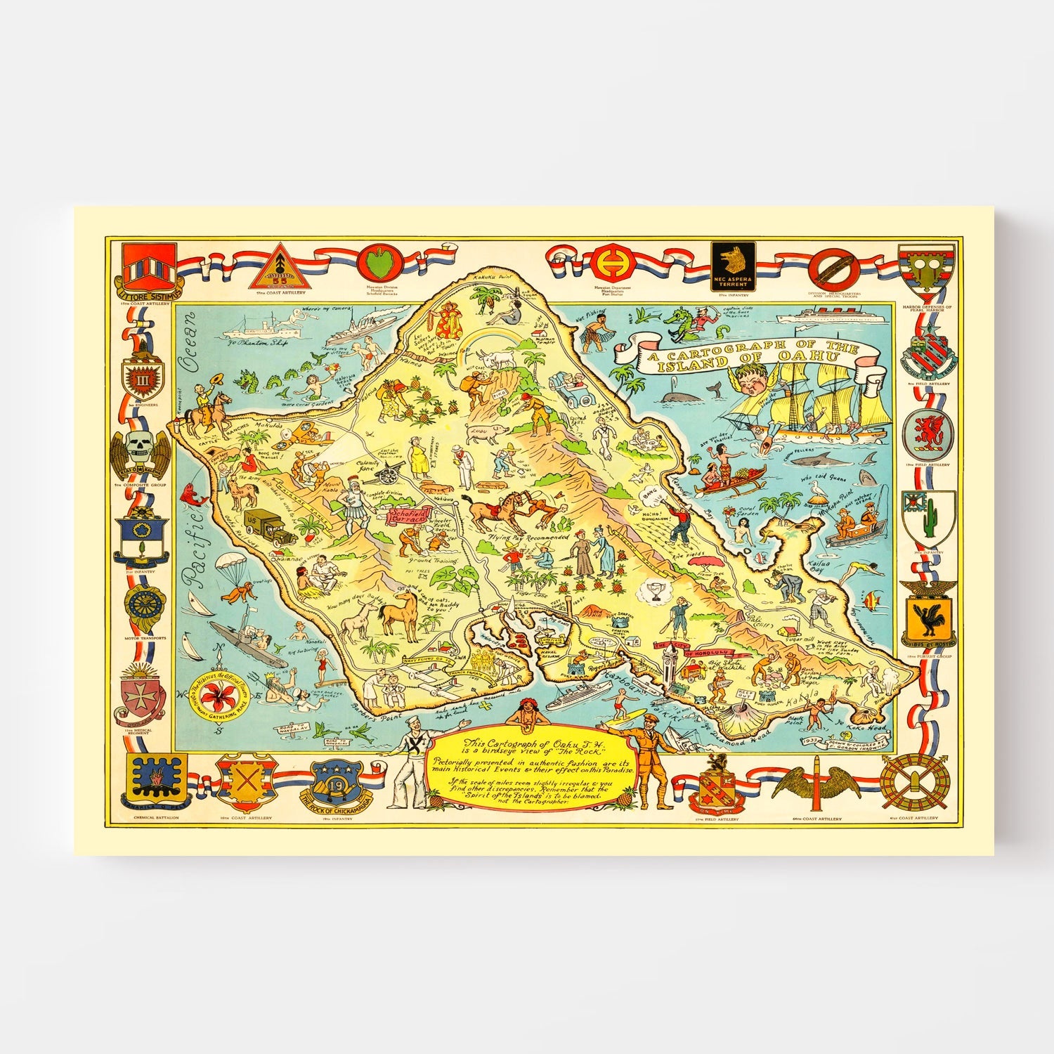 Vintage Map of Oahu, 1933