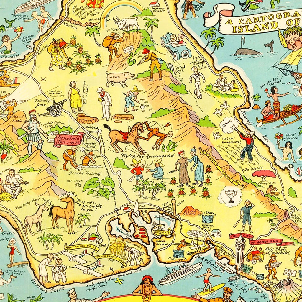 Vintage Map of Oahu, 1933