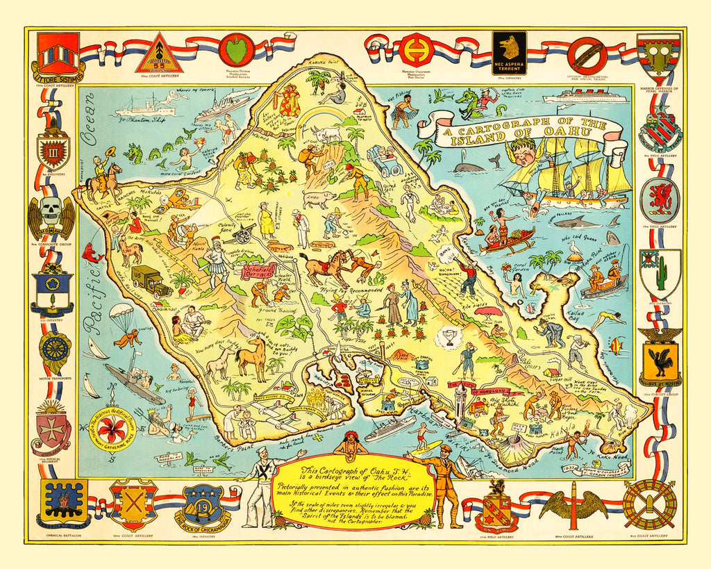 Vintage Map of Oahu, 1933
