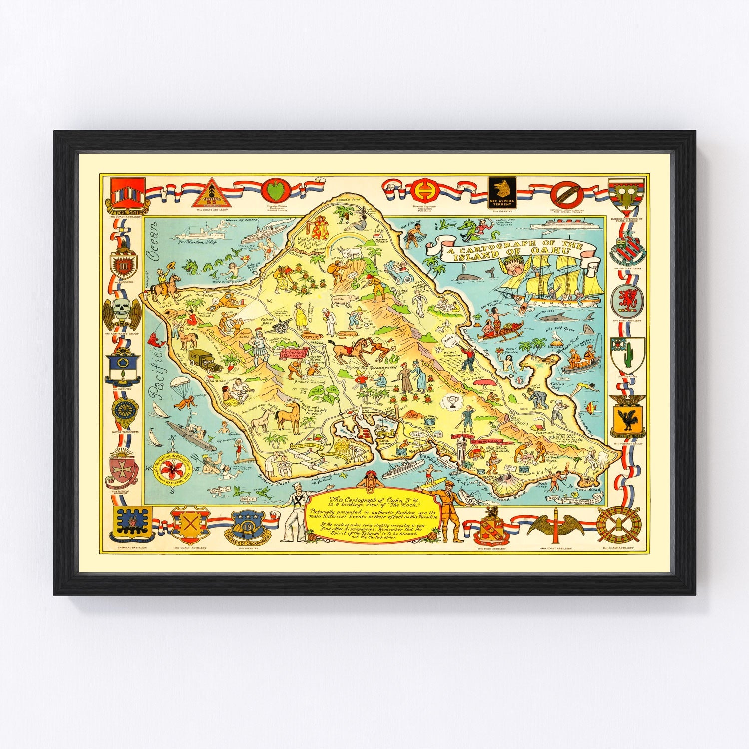 Vintage Map of Oahu, 1933