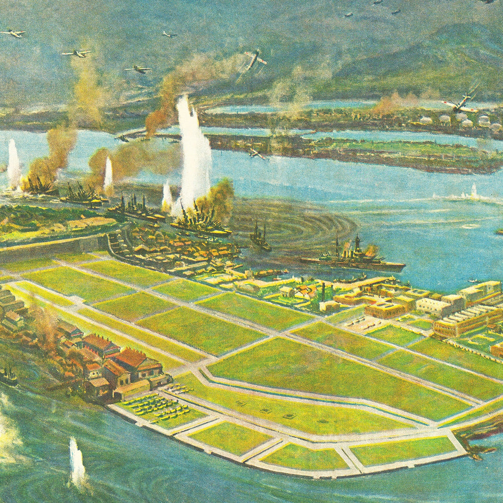 Vintage Map of the Pearl Harbor Attack, 1941