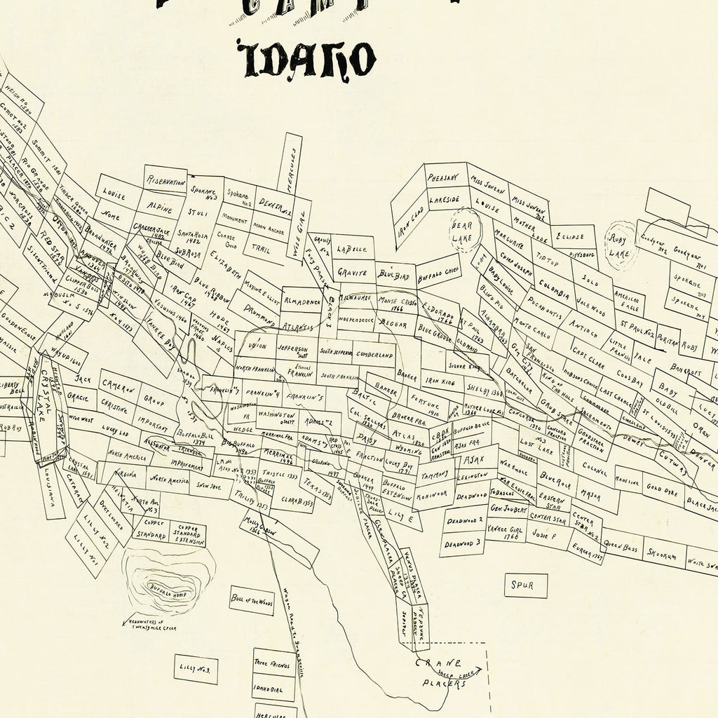 Vintage Map of Buffalo Hump Camp, 1899