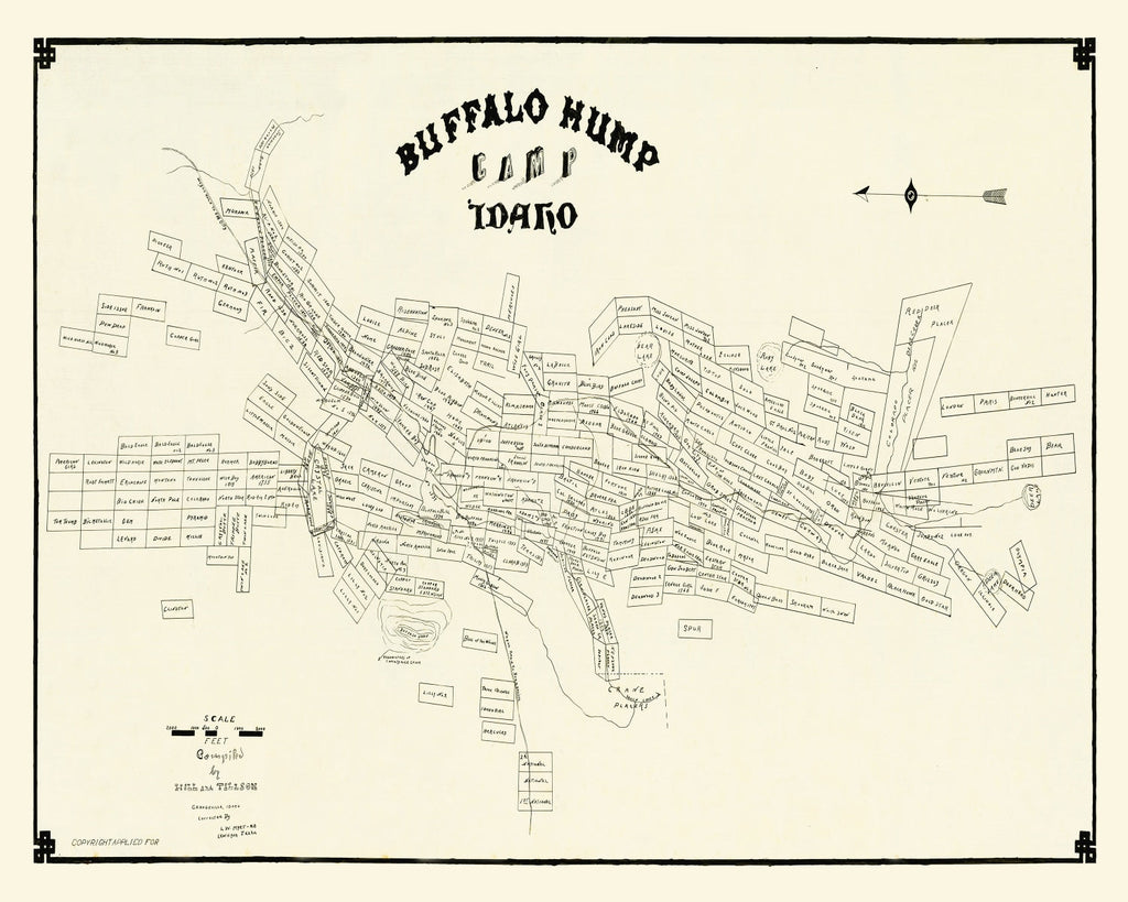 Vintage Map of Buffalo Hump Camp, 1899