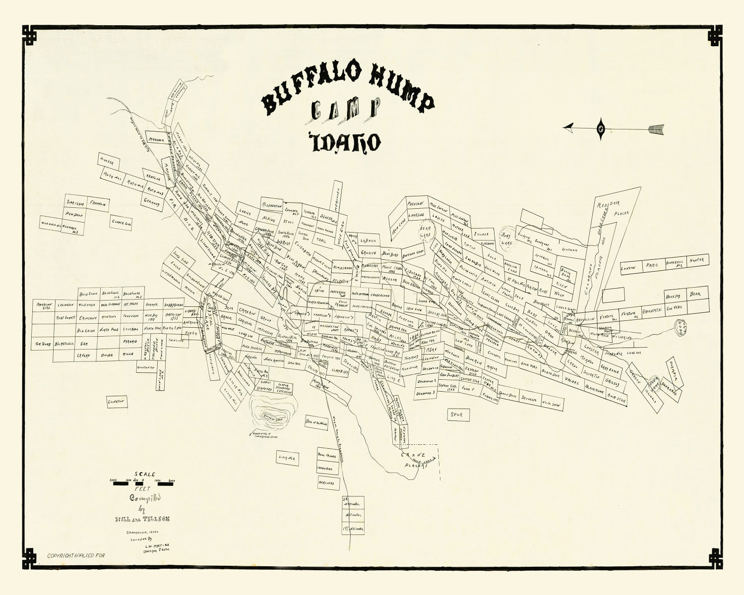 Vintage Map of Buffalo Hump Camp, 1899