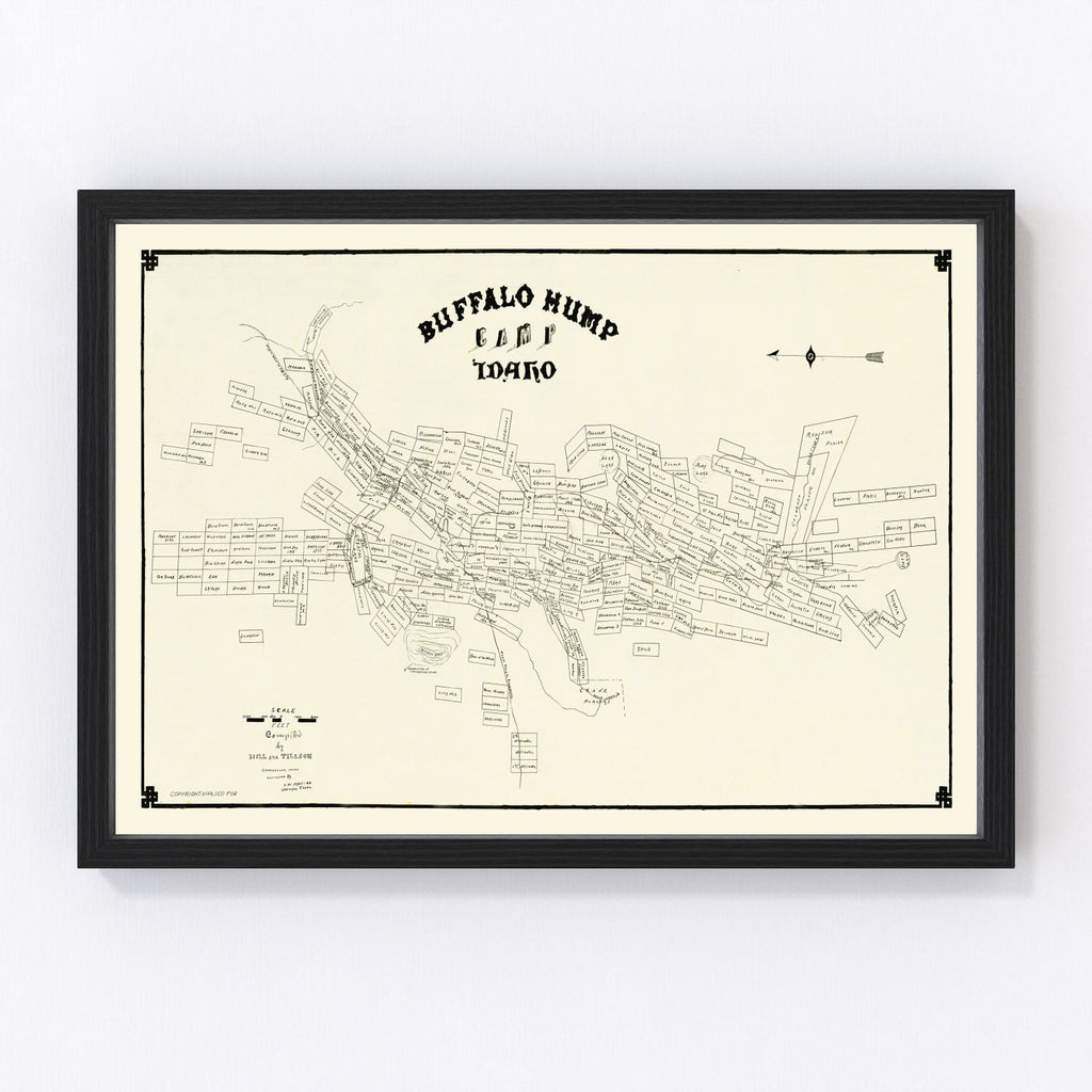 Vintage Map of Buffalo Hump Camp, 1899