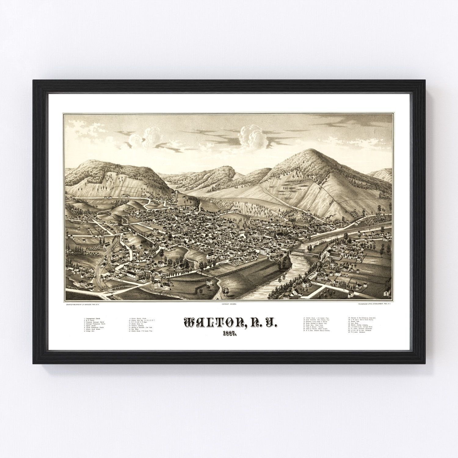 Vintage Map of Walton, New York 1887