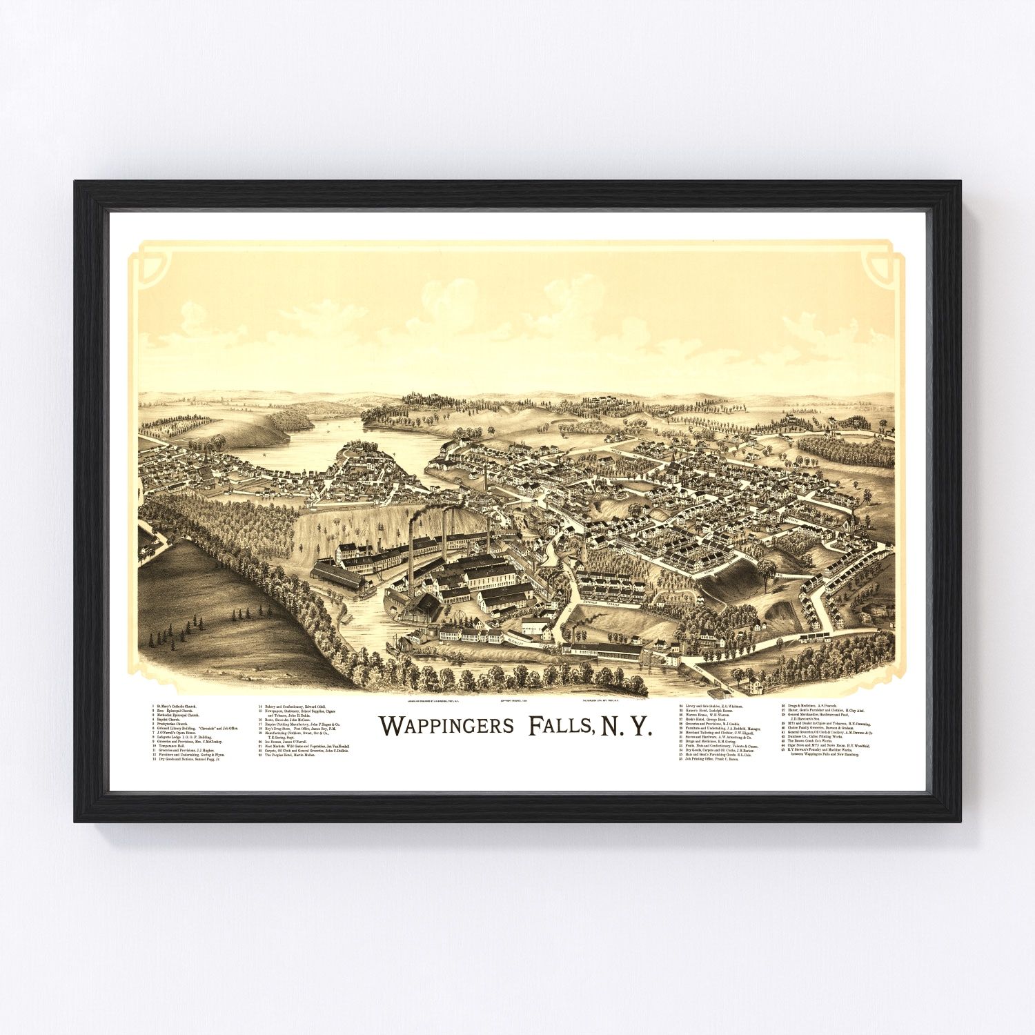Vintage Map of Wappingers Falls, New York 1889