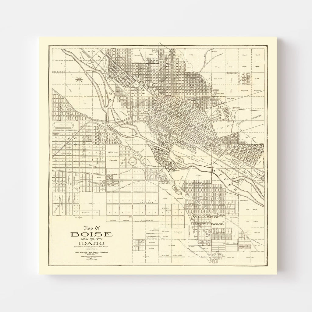 Vintage Map of Boise, Idaho 1912