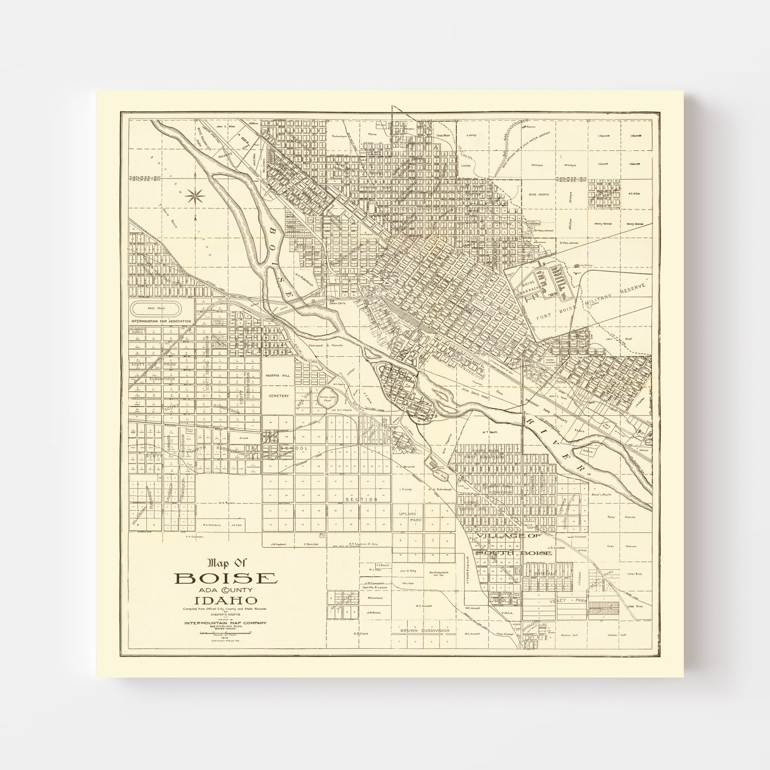 Vintage Map of Boise, Idaho 1912