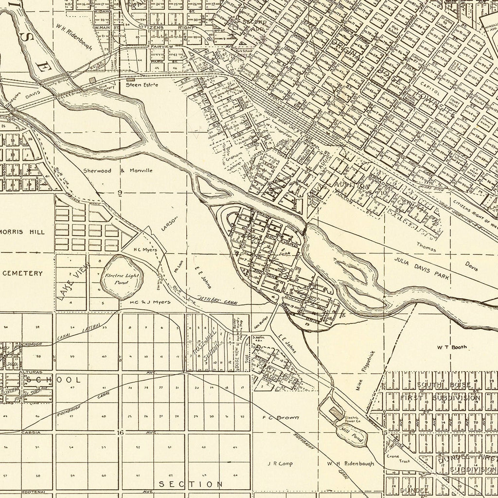 Vintage Map of Boise, Idaho 1912