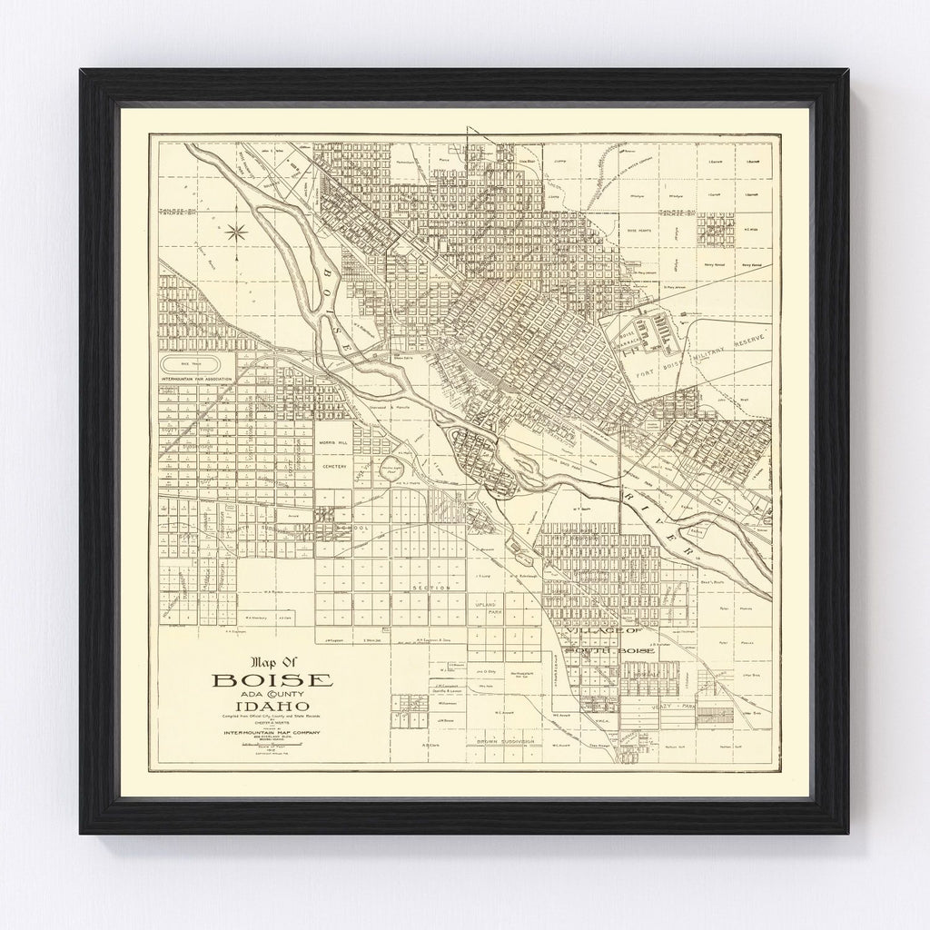 Vintage Map of Boise, Idaho 1912