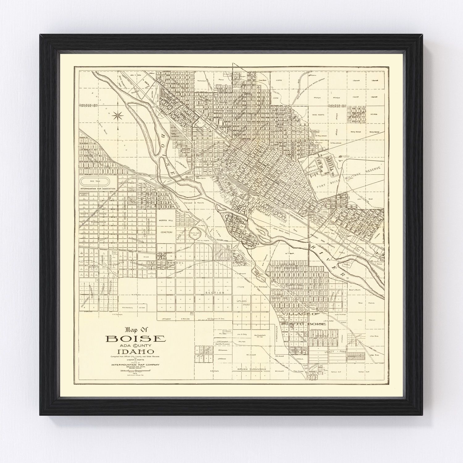 Vintage Map of Boise, Idaho 1912