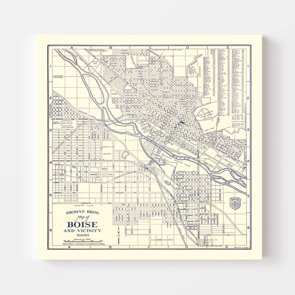Vintage Map of Boise, Idaho 1920
