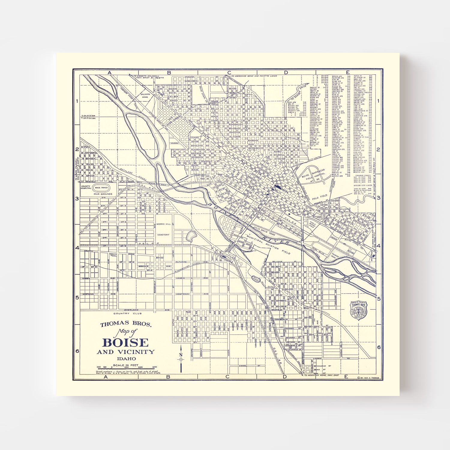 Vintage Map of Boise, Idaho 1920