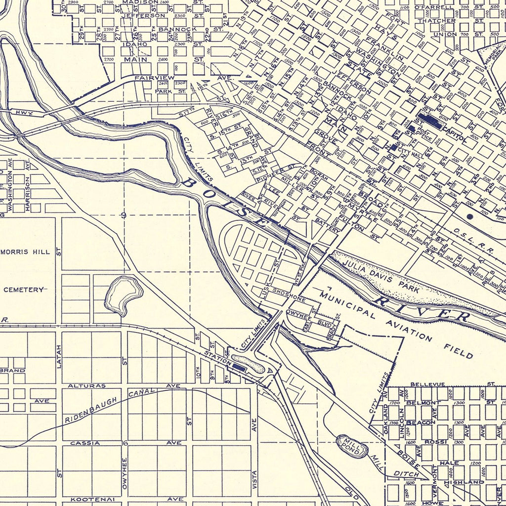 Vintage Map of Boise, Idaho 1920