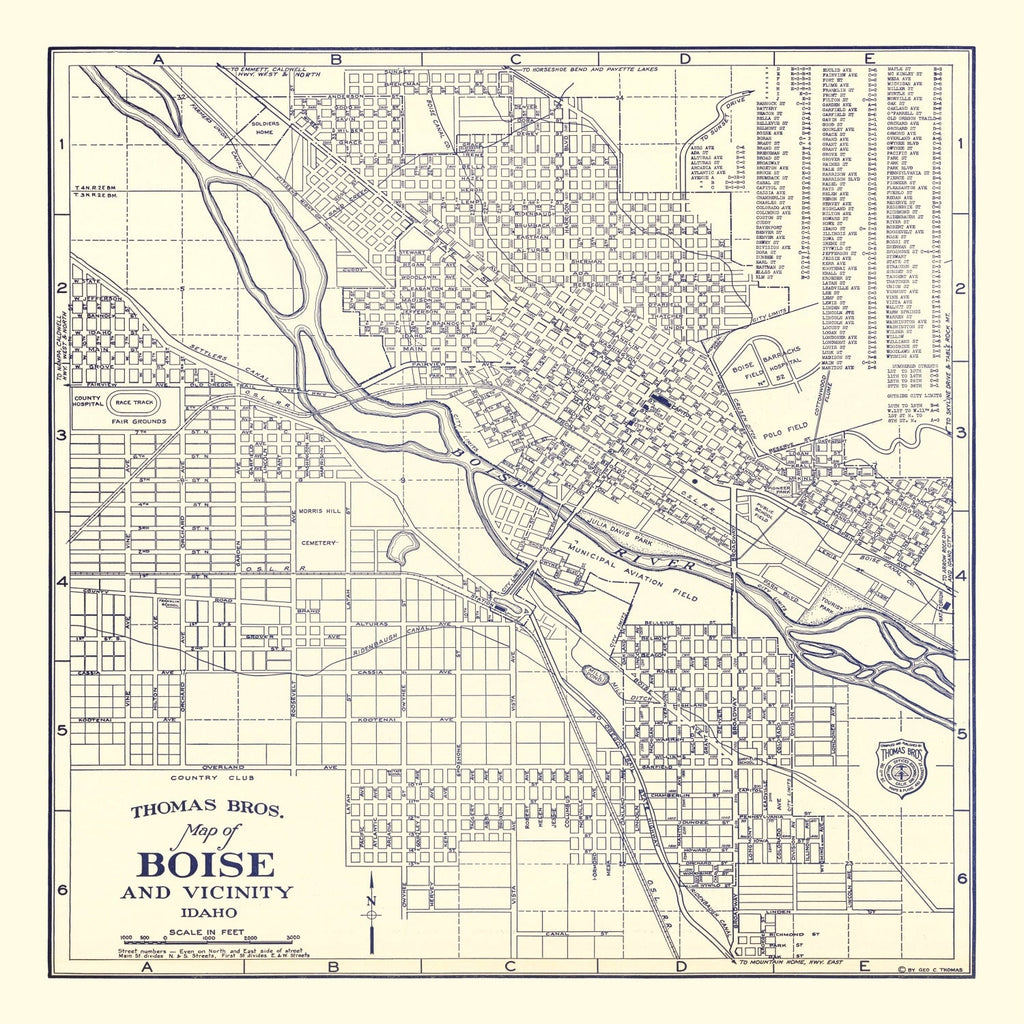 Vintage Map of Boise, Idaho 1920