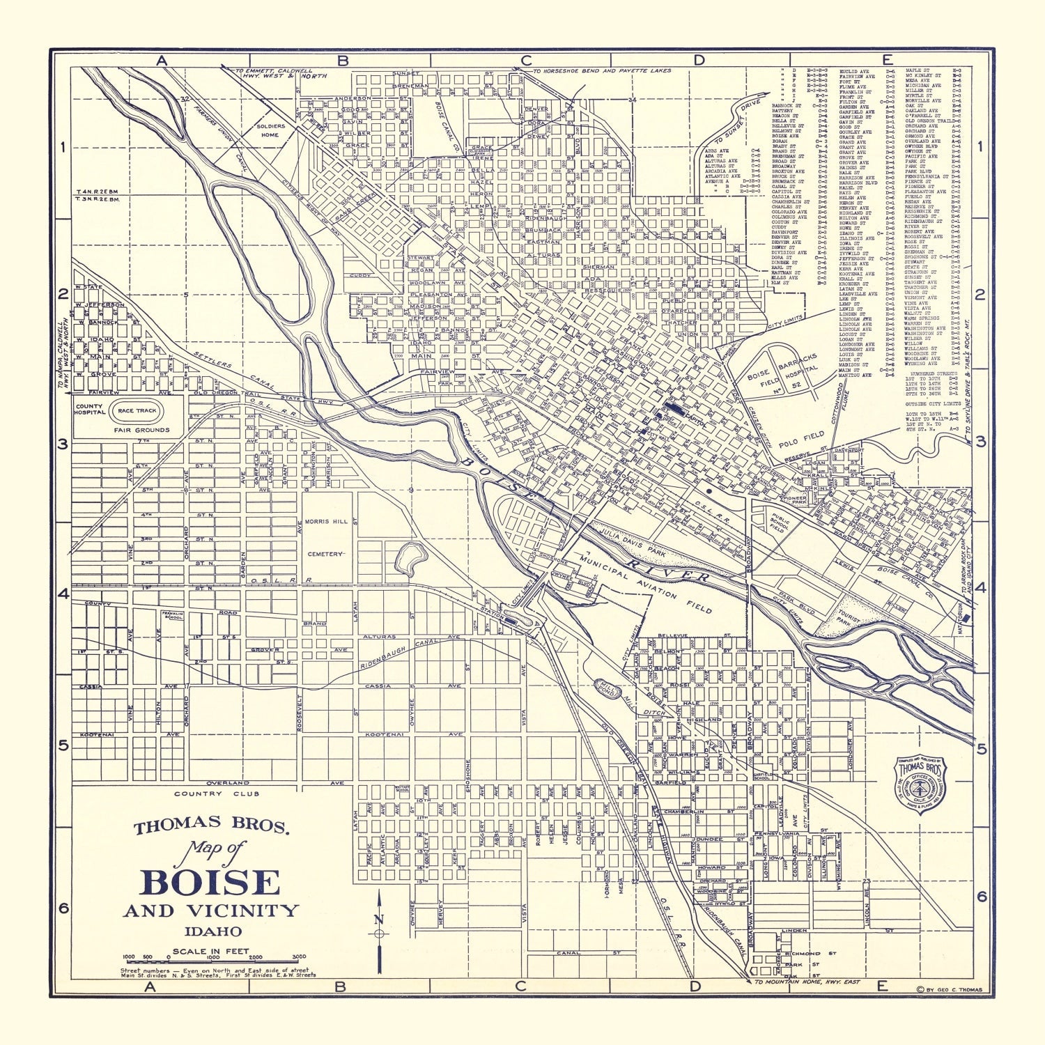 Vintage Map of Boise, Idaho 1920