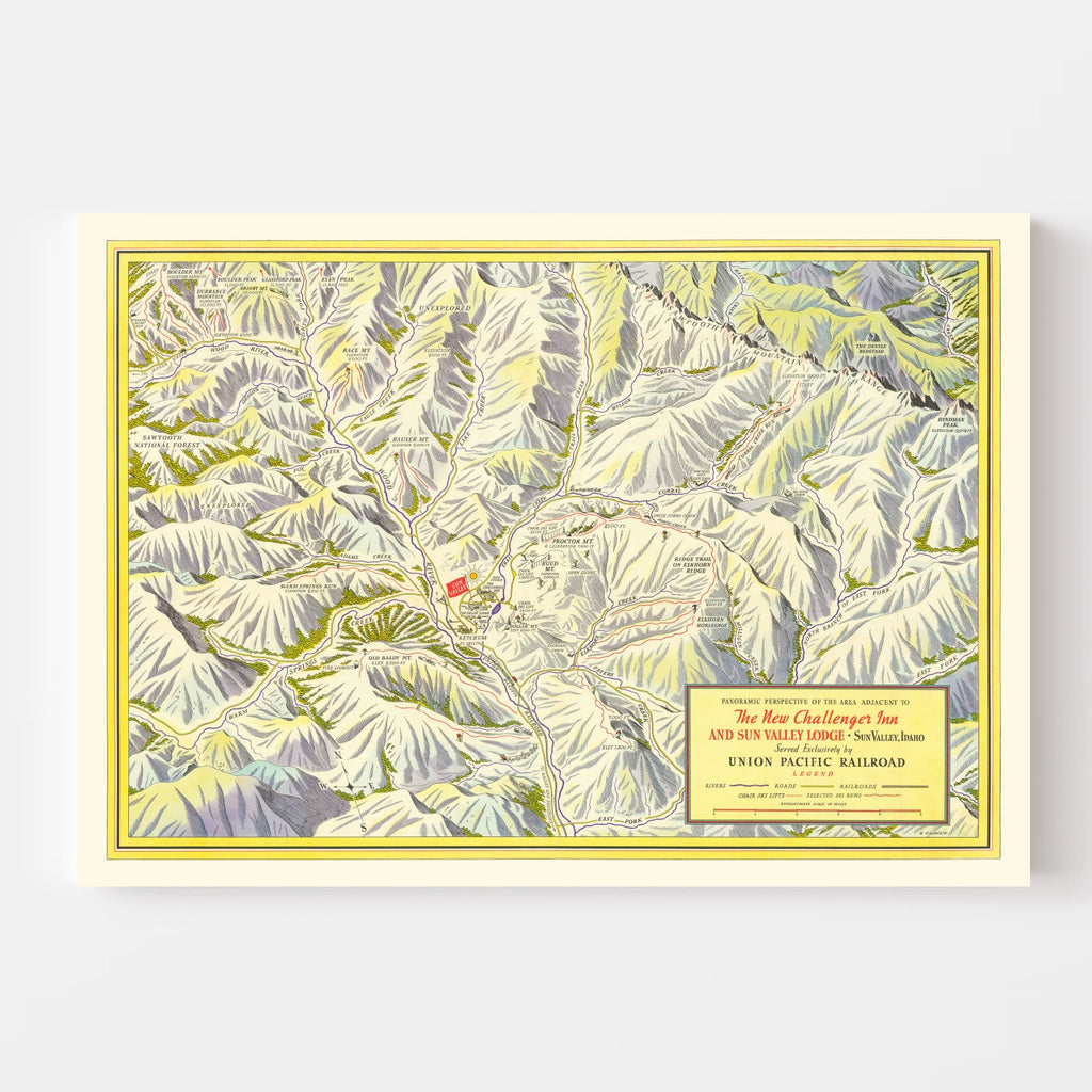 Vintage Map of Sun Valley Ski Trail, 1937