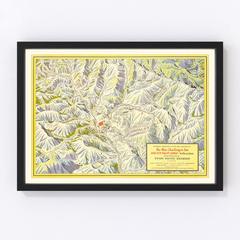 Vintage Map of Sun Valley Ski Trail, 1937