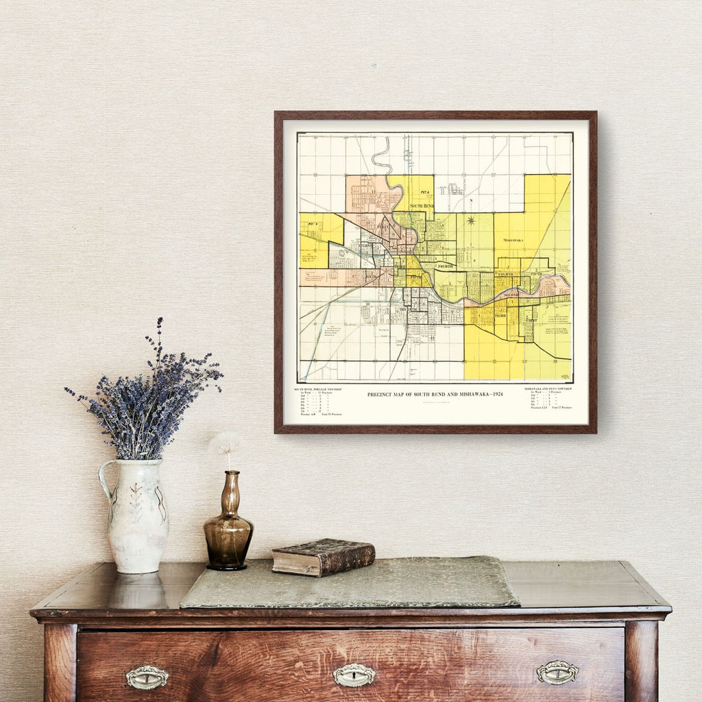 Vintage Map of South Bend, Indiana 1924