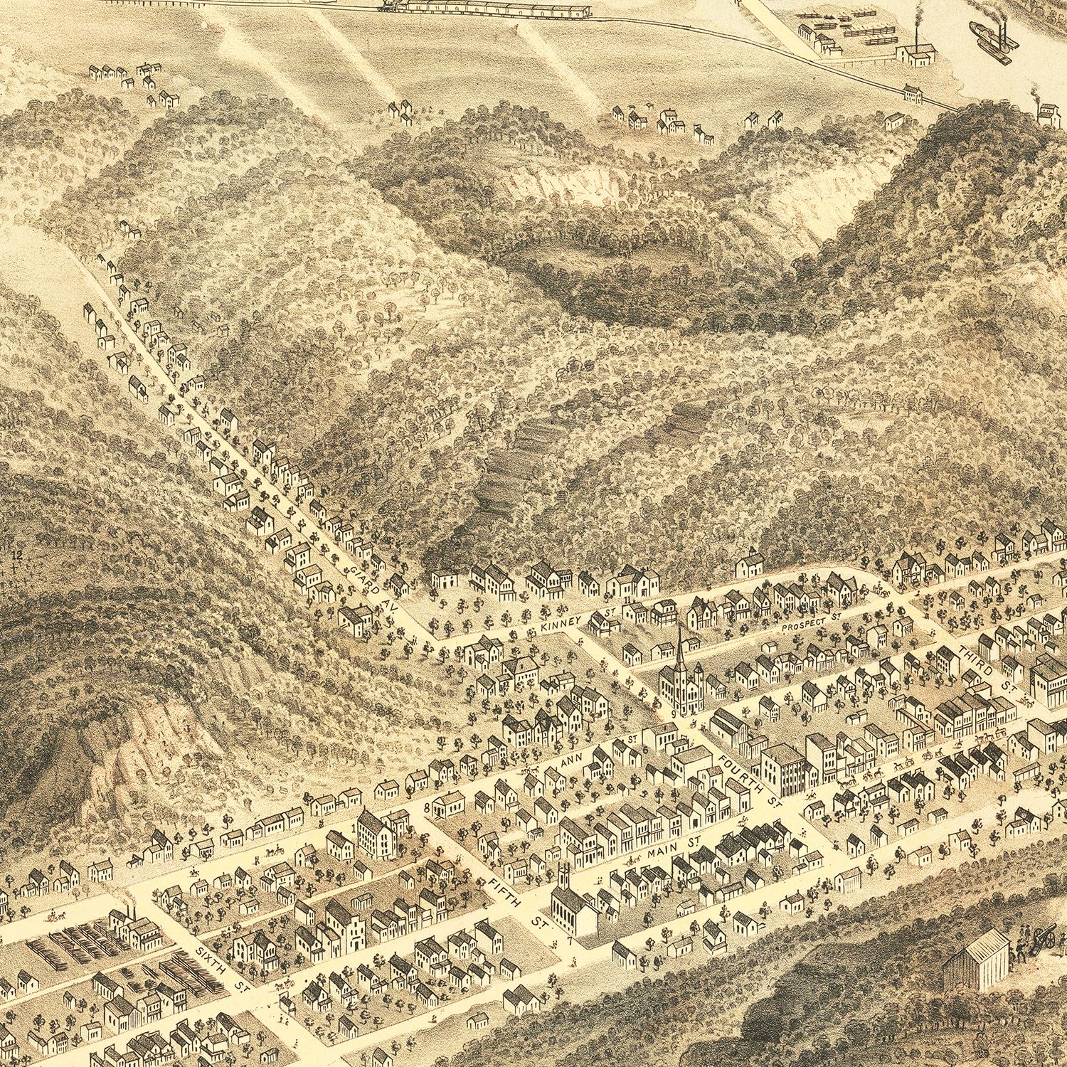 Vintage Map of McGregor, Iowa 1869