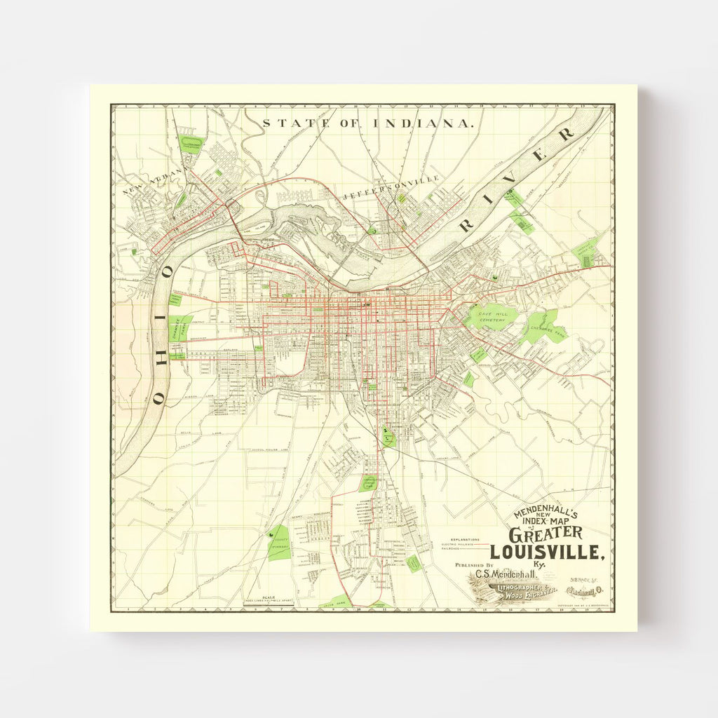 Vintage Map of Louisville, Kentucky 1906