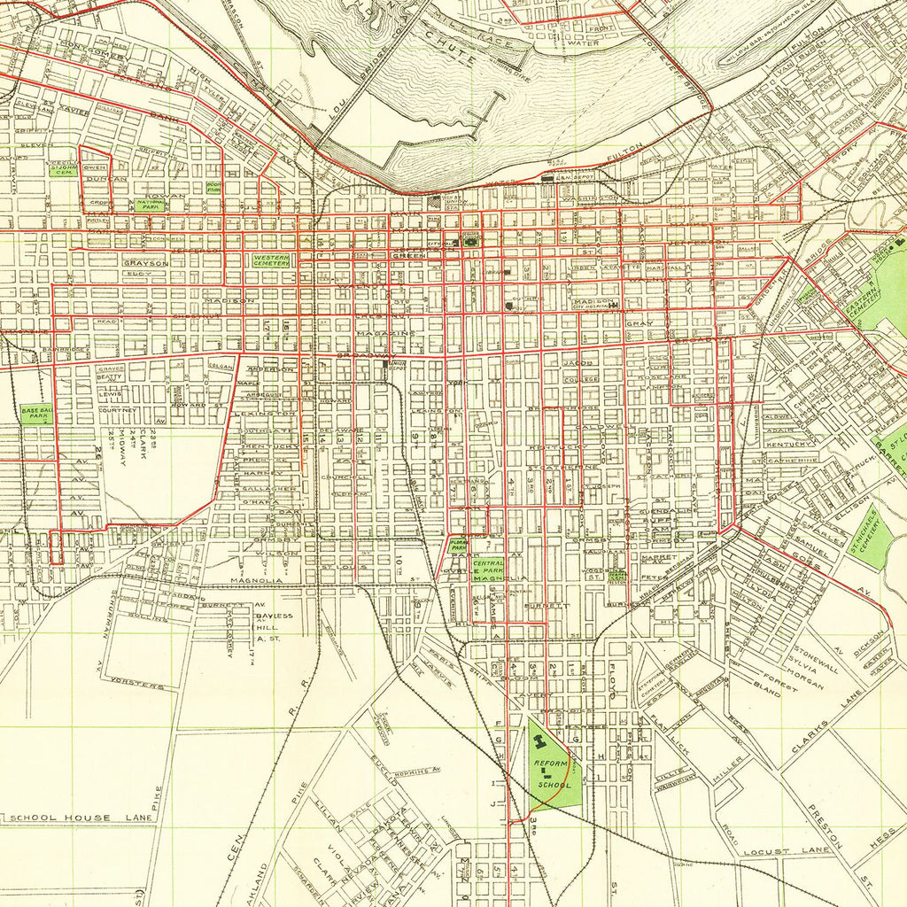 Vintage Map of Louisville, Kentucky 1906