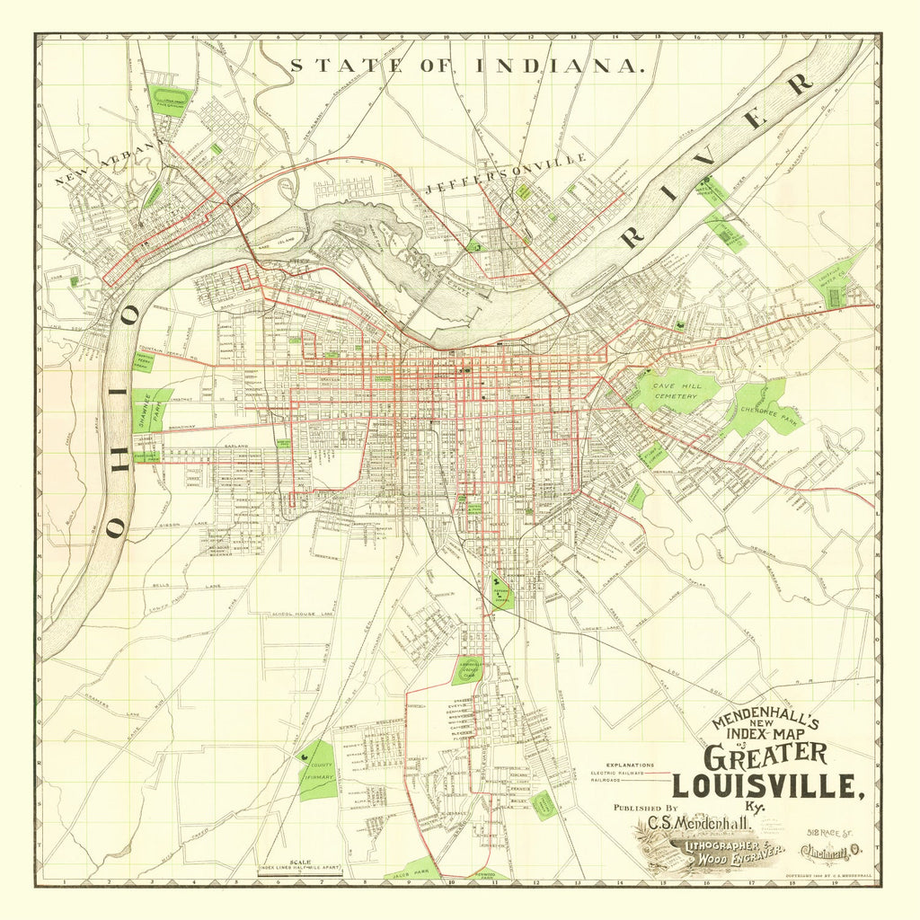 Vintage Map of Louisville, Kentucky 1906