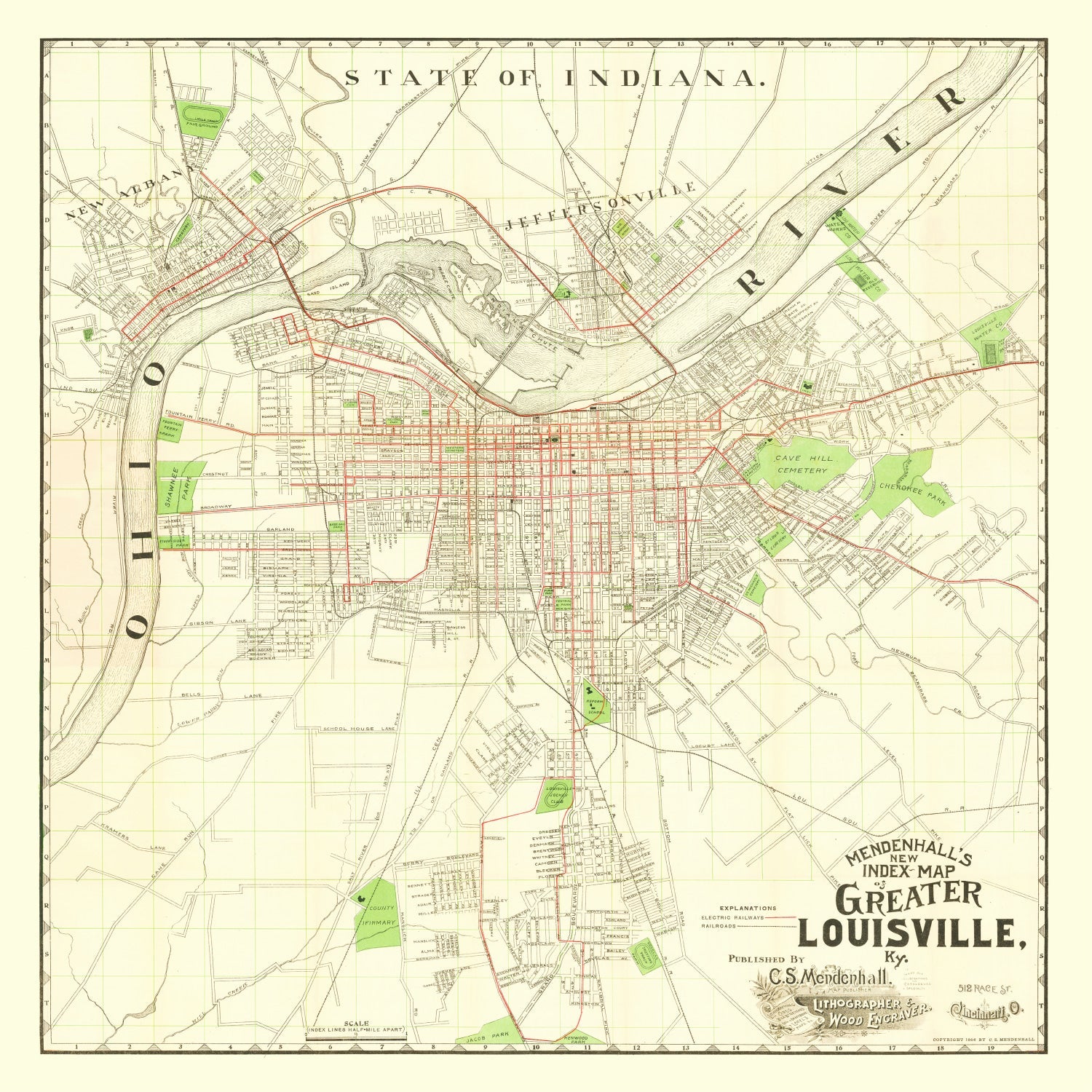 Vintage Map of Louisville, Kentucky 1906