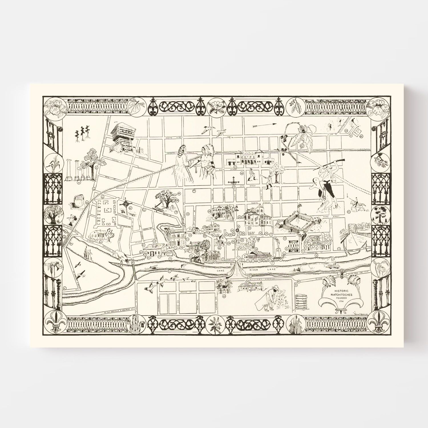 Vintage Map of Natchitoches, Louisiana 1941