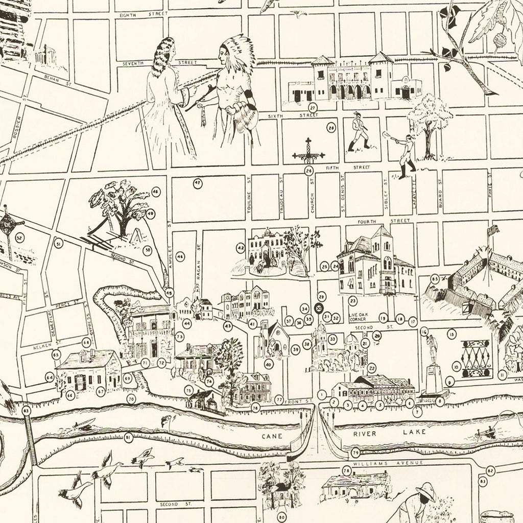 Vintage Map of Natchitoches, Louisiana 1941