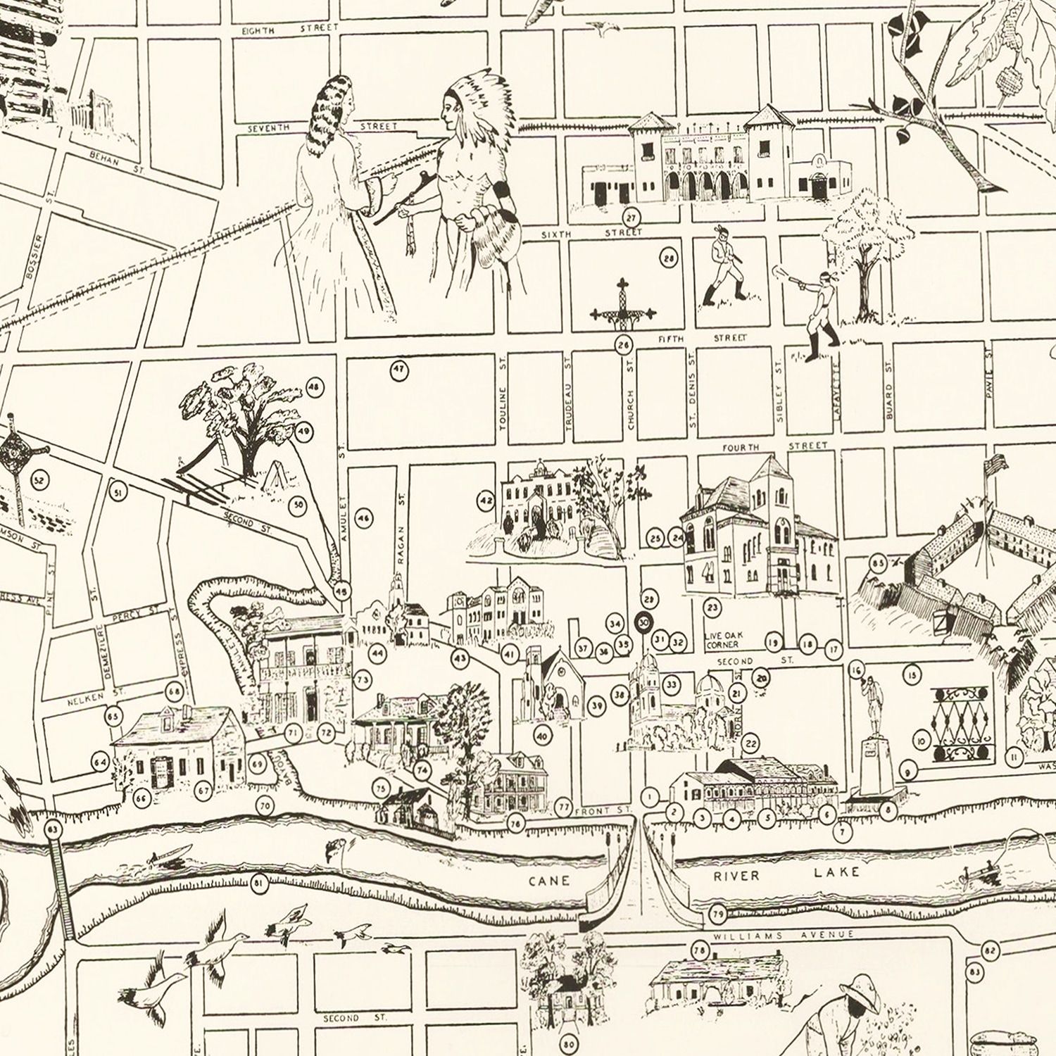 Vintage Map of Natchitoches, Louisiana 1941