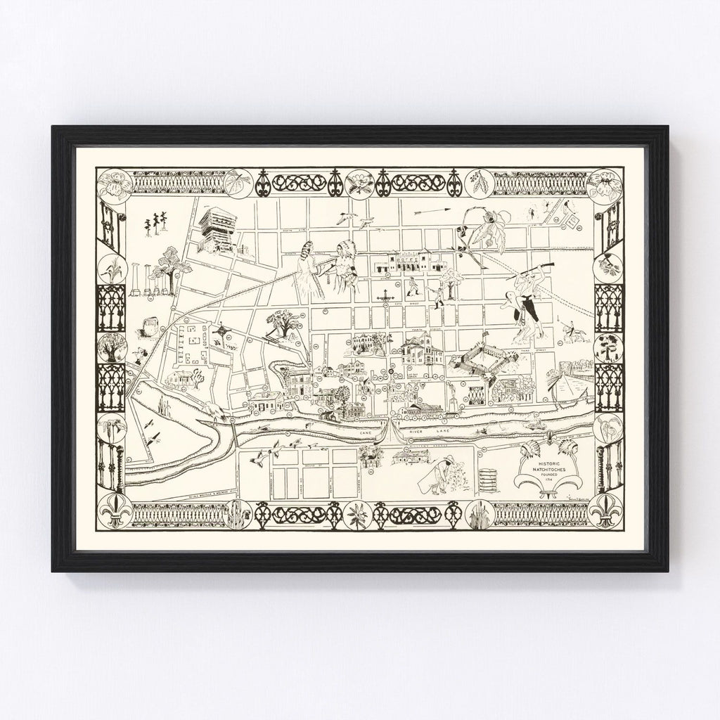 Vintage Map of Natchitoches, Louisiana 1941