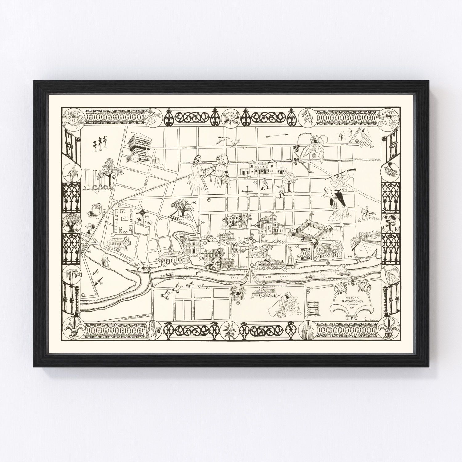 Vintage Map of Natchitoches, Louisiana 1941