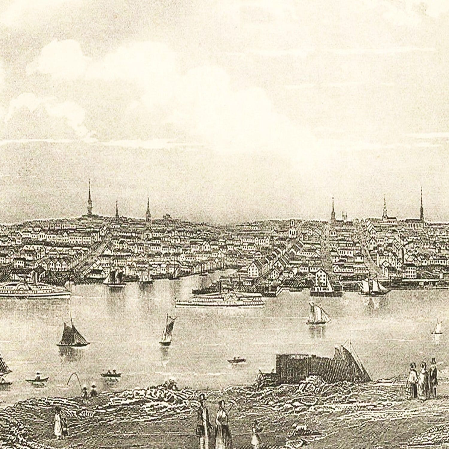 Vintage Map of Bangor, Maine 1850