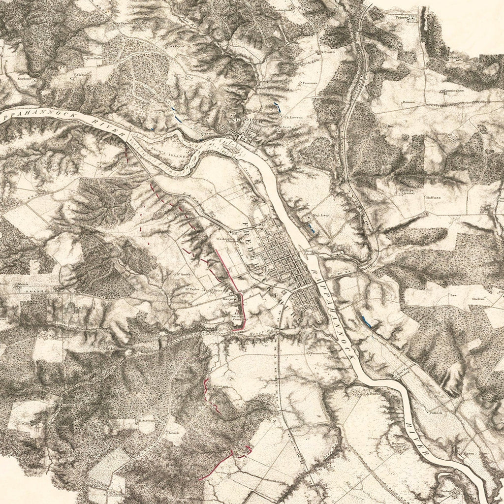 Vintage Map of Fredericksburg, 1867