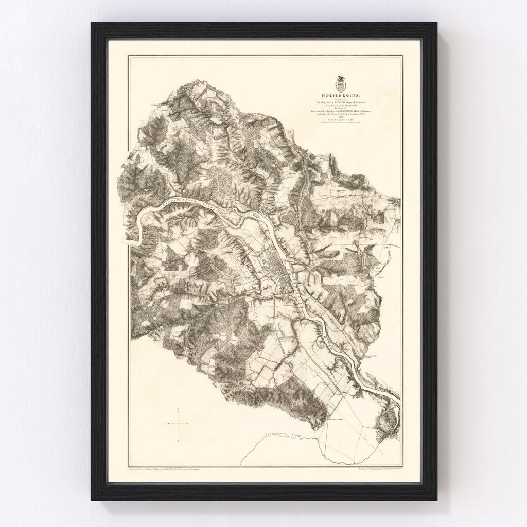 Vintage Map of Fredericksburg, 1867
