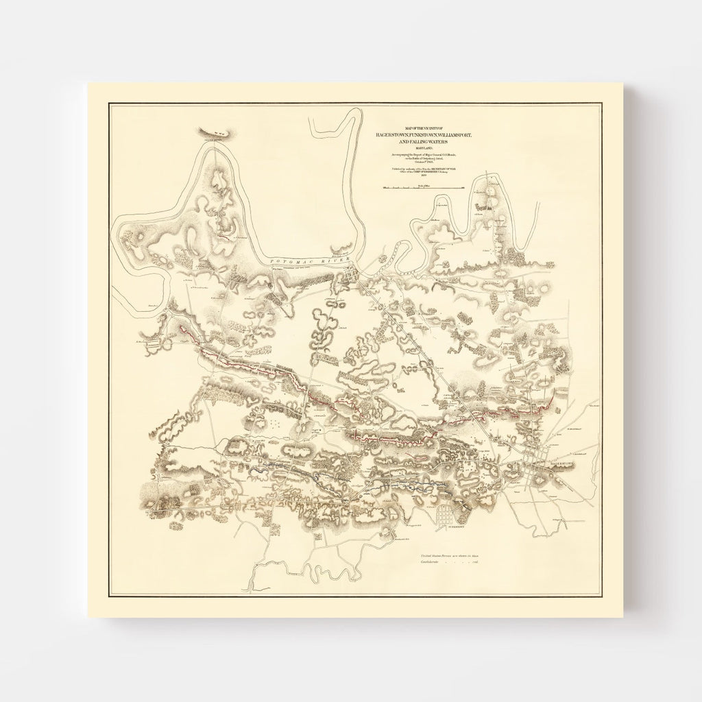 Vintage Map of Hagerstown & Funkstown, 1879