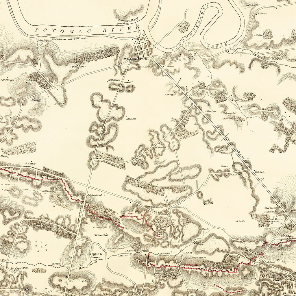 Vintage Map of Hagerstown & Funkstown, 1879