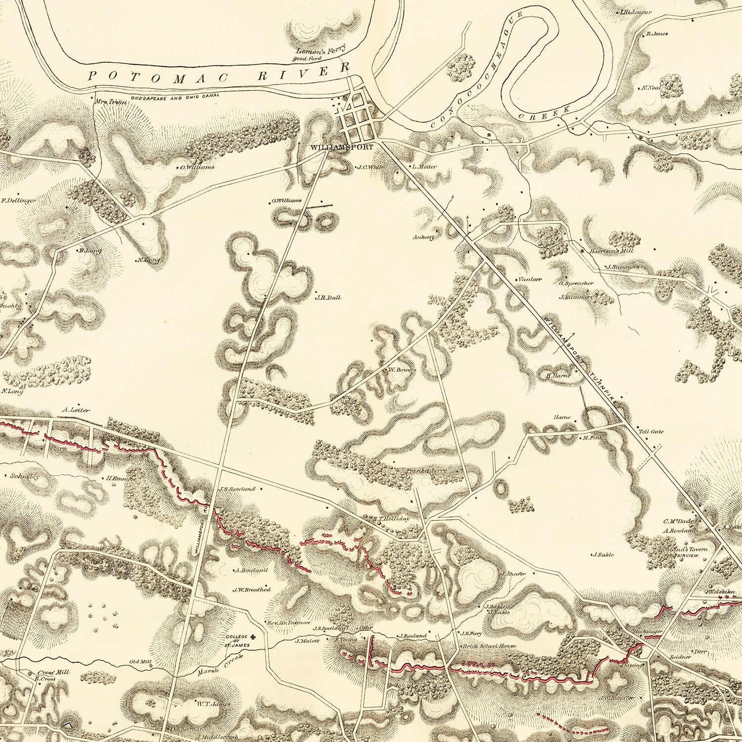 Vintage Map of Hagerstown & Funkstown, 1879