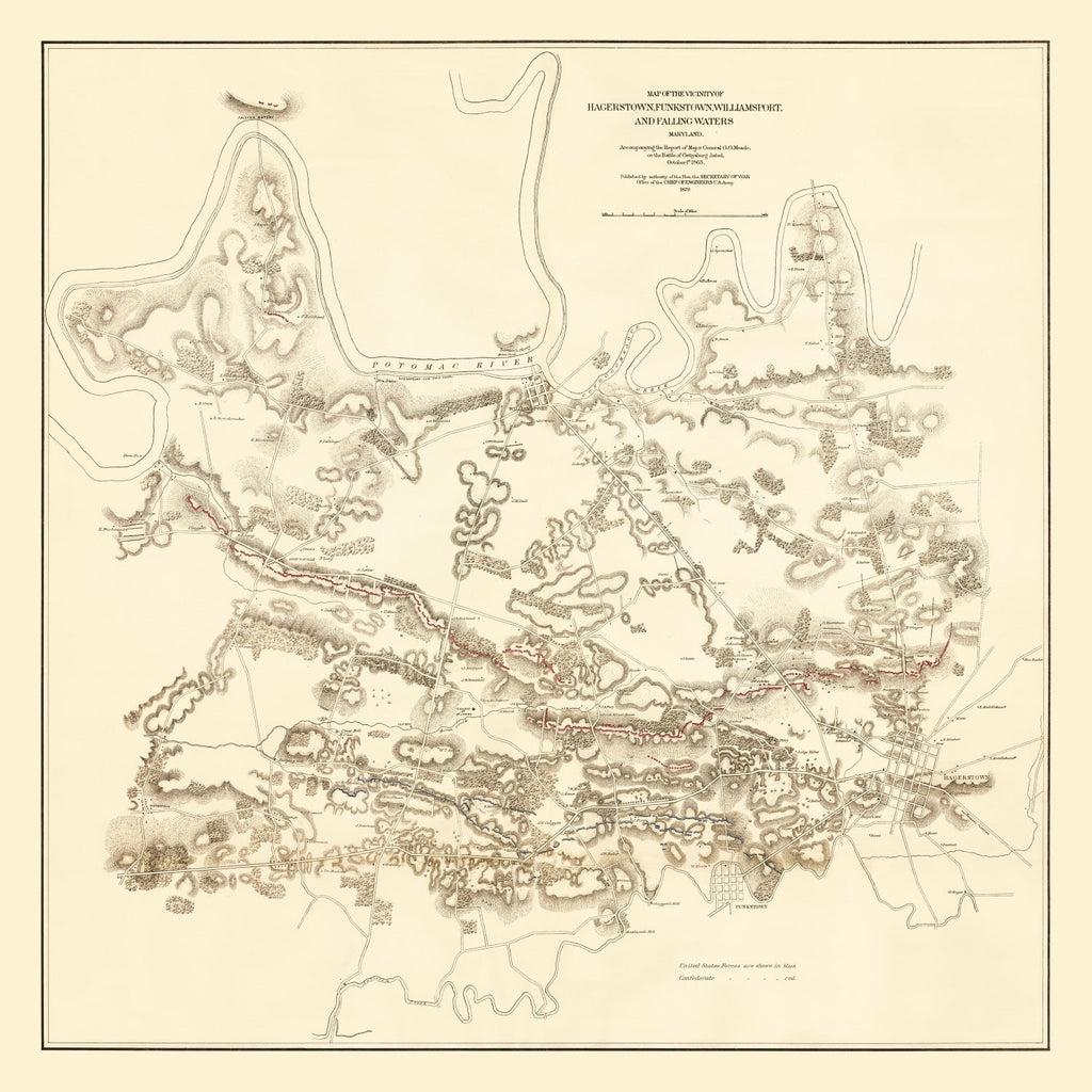 Vintage Map of Hagerstown & Funkstown, 1879