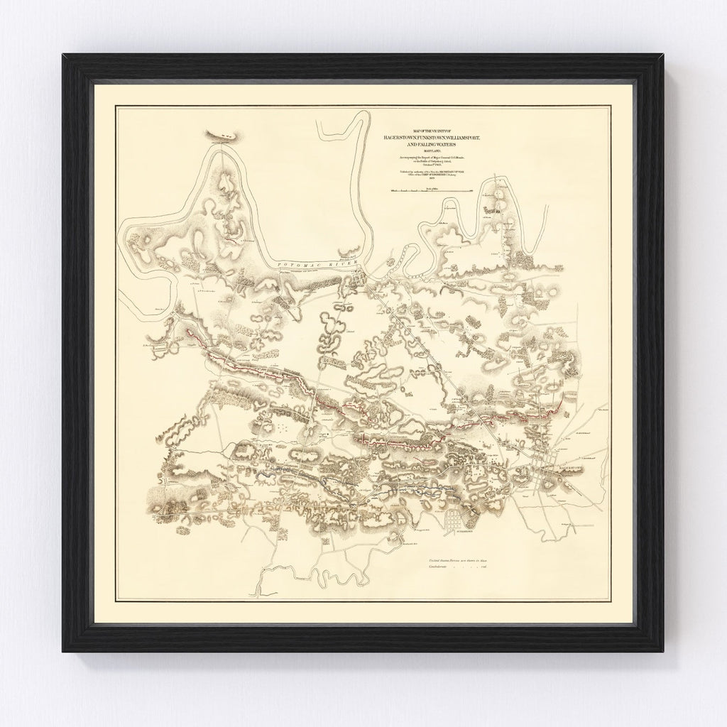 Vintage Map of Hagerstown & Funkstown, 1879