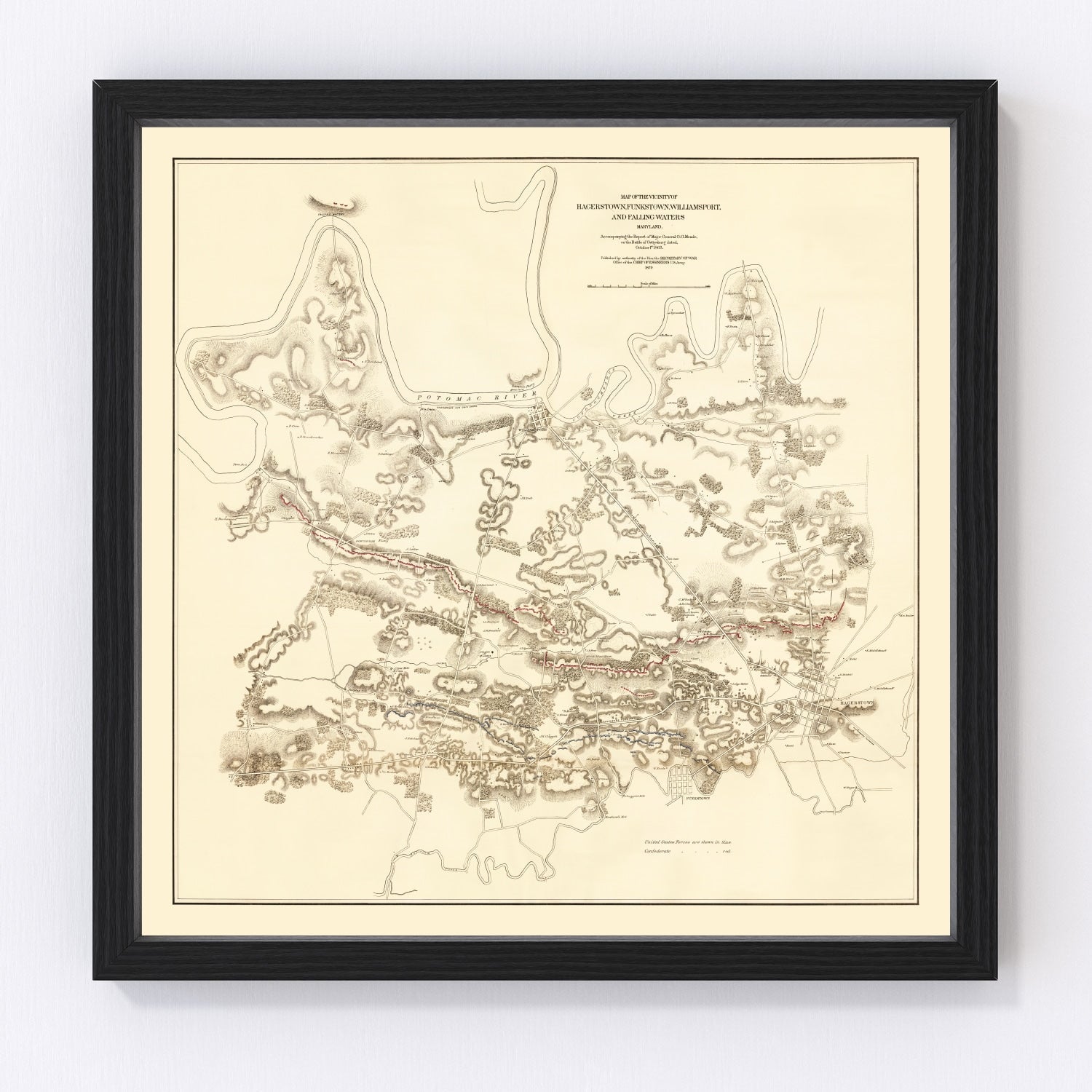 Vintage Map of Hagerstown & Funkstown, 1879