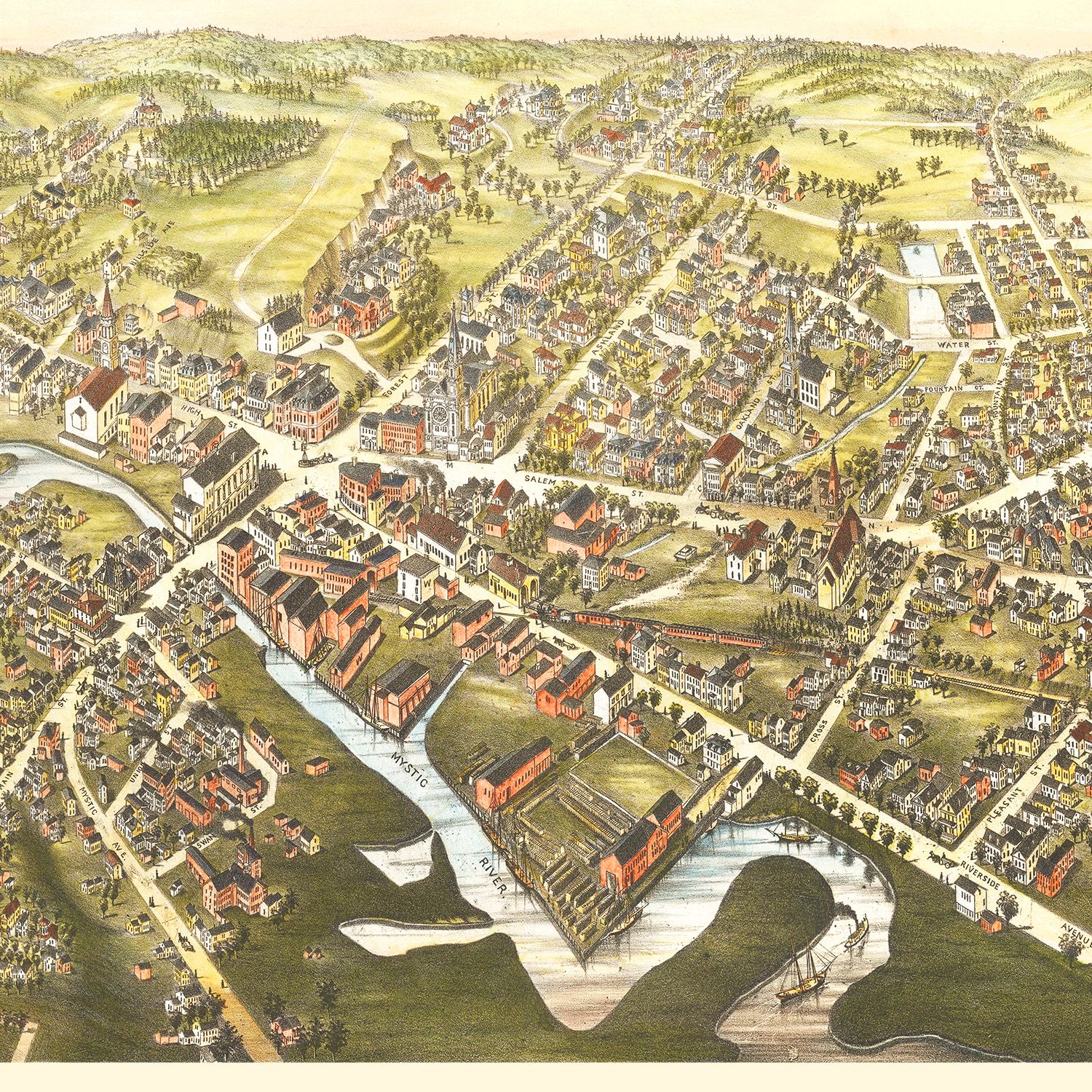 Vintage Map of Medford, Massachusetts 1880