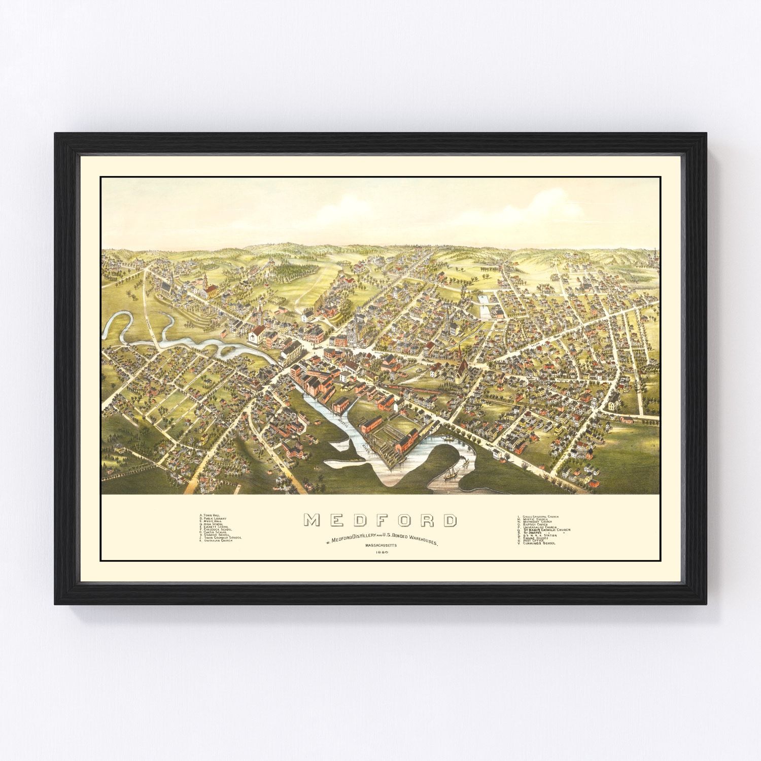 Vintage Map of Medford, Massachusetts 1880