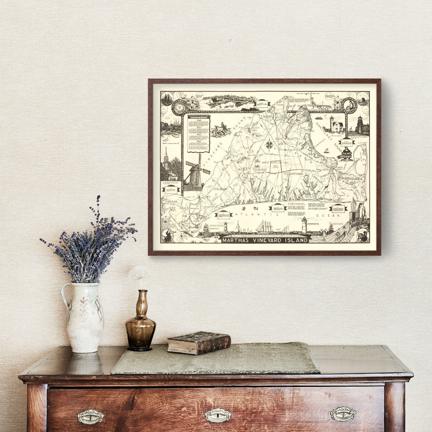 Vintage Map of Martha's Vineyard, 1935